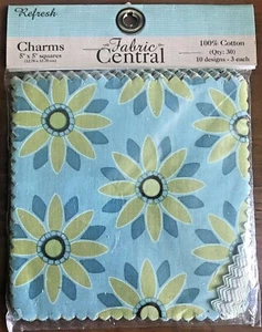 30 piezas. Paquete de dijes centrales de tela de algodón cuadrados 5x5 refrescar (10 diseños, 3 cada uno) - Imagen 1 de 4