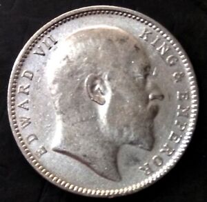 India British One Rupee 1904 King Edward VII Silver Coin