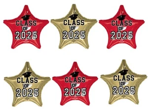 Red & Gold Class of 2025 Graduation party 6 pc balloons Decorations supplies - Picture 1 of 1