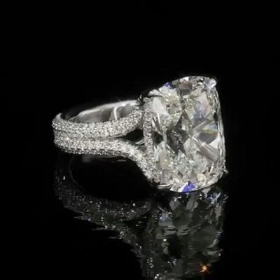 7ct Cocktail Party Ring Inspired 925 Sterling Silver Cushion Cut Split Shank New - Image 1 of 2