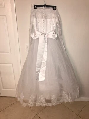 Wedding Dresses Bridal Ball Gowns Princess Off Shoulder Sweetheart Lace Size 8 - Image 1 of 4