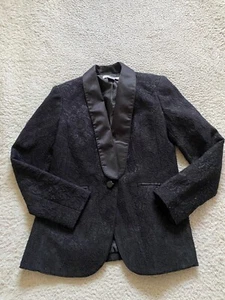 Liz Claiborne Women Lace Long Sleeve Shawl Blazer Black Petites 2P - Picture 1 of 9