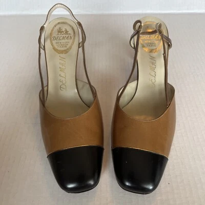 Delman Slingback Close Toed Shoes Women’s 9.5 N Black Brown - Image 1 of 4