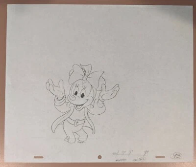 Minnie Mouse Producción Original Dibujo Disney Sonriendo con Manos Arriba Arte UF Foto 1 de 3
