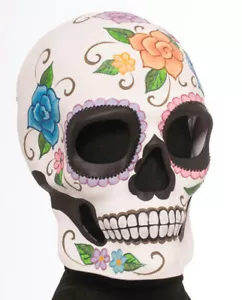 Flowered Male Day Of the Dead Adult Mask Full Face - Picture 1 of 1