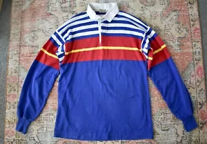 Vintage 80er 90er L.L. Bean blau & rot Baumwolle Polo Rugby Shirt Top Made in USA XL - Bild 1 von 6