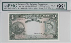 Bahamas 1936 £1 P-13d PMG Gem Unc 66 EPQ - Picture 1 of 2