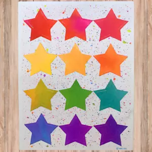 Vintage Hallmark Colorful Star Sticker Sheet- 12 Stickers - Picture 1 of 3