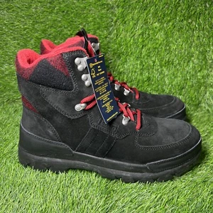 NEW $178 POLO RALPH LAUREN OSLO TACTICAL BOOT SUEDE/WOOL BLACK/RED PLAID 10D - Picture 1 of 8