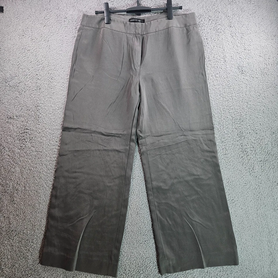 Pantalones de vestir Lafayette 148 para mujer talla 12 pierna ancha forrados gris verdoso Foto 1 de 4