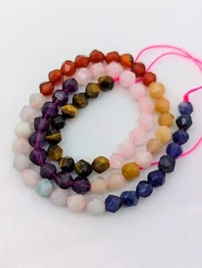 Chakra Gemstone Beads, Multi, Star Cut, Round, 7mm, 1mm Hole - Picture 1 of 4