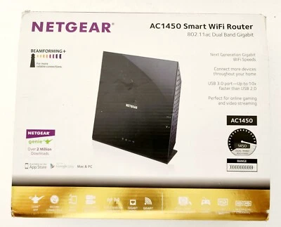 NETGEAR AC1450 Smart WiFi Router 802.11 ac Dual Band Gigabit - Black - PREOWNED - Image 1 of 4