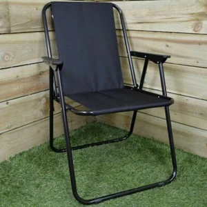 Silla plegable de lona de secuoya para camping/exterior con reposabrazos de plástico - negra - Imagen 1 de 4