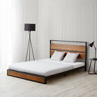Łóżko metalowe 140x200 cm stelaż listwowy czarny podwójne łóżko rama łóżka drewno homestyle4u