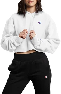 Champion Damen Reverse Weave Cropped Cut Off Hoodie 2X, weiß #A117 - Bild 1 von 11