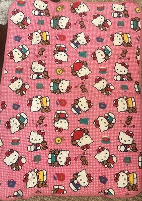 Cobertor de colcha Hello Kitty 1993 ponto único vintage HTF  - Imagem 1 de 4