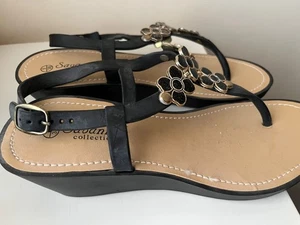 Savannah Shoes Size UK 5 Black Floral Toe Post Sandals Party Summer Holiday - Picture 1 of 14