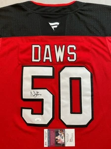 NEW JERSEY DEVILS- NICO DAWS AUTOGRAPH #50 FANATICS RED JERSEY JSA CB31505 - Picture 1 of 5