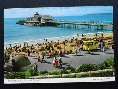 Dorset BOURNEMOUTH Pier & Sands showing ICE CREAM VAN c1966 Postcard - Image 1 of 3