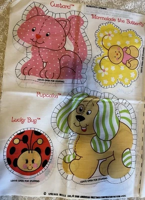 Antigo 1980 Morango Shortcake 4 Amigos Corte e Costura Tecido Impresso Painel de Travesseiro - Imagem 1 de 4