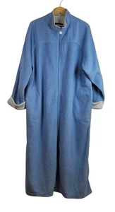 Bata Larga de Vellón Stan Herman Azul 2X Bolsillos Cremallera Completa Manga Larga Grannycore - Imagen 1 de 7