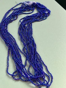 Multistrand Bright Purply Blue Tiny Bead Necklace Lacking Clasp - about 18.5 in - Picture 1 of 6