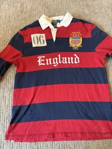 Polo Ralph Lauren Juegos Olímpicos 2012 EE. UU. Inglaterra Spellout Rugby Camisa Ajuste Personalizado L - Imagen 1 de 8