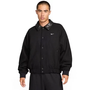 Nike Air Solo Swoosh Wool Varsity Lederjacke Schwarz Herren Gr. L FZ1168-010 - Bild 1 von 5