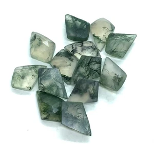 Moss Agate Kite Shape Rose Cut AAA Natural Loose Gemstone For Making All Jewelry - Picture 1 of 7