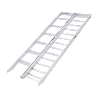 Black Widow Aluminum Bi-Fold Motorcycle Ramp with Steps Foto 1 de 4