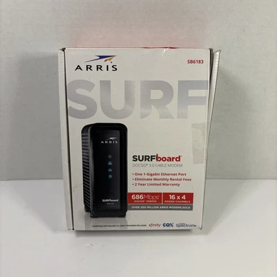 ARRIS SURFboard SB6183 DOCSIS 3.0 Cable Modem 16x4 Black - Image 1 of 3