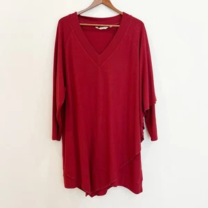 Soft Surroundings Tunic Top 2X Red 3/4 Sleeve Layered Cape Lagenlook Minimalist - Picture 1 of 14