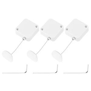 4.9 ft Retractable Cable Security Lock with Arc Patch 600g, White, 3 Pack - Afbeelding 1 van 7
