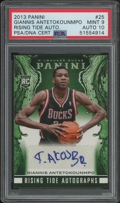 2013/14 Panini Giannis Antetokounmpo Rising Tide дебютант с автографом PSA 9 с автографом 10 - Изображение 1 из 2