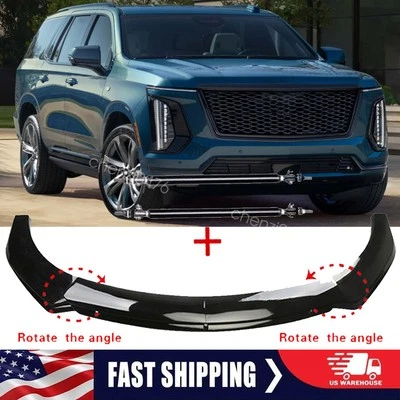 Glossy Front Canard Bumper Lip Spoiler W/ Strut Rods For Cadillac Escalade US Foto 1 de 4