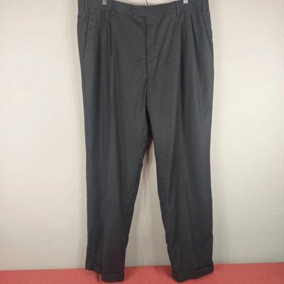 Enzo Mantovani Zignone Wool Cashmere Pants 40x32 Charcoal Gray Pleated Italy - Image 1 of 4