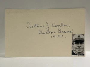 Arthur J. Conlon Signed 3x5 Index Card MLB Boston Braves Autograph - Picture 1 of 1