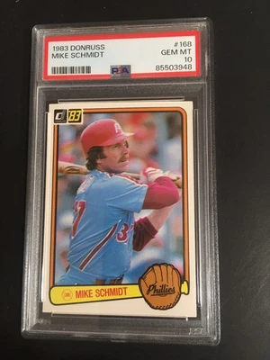 Donruss Mike Schmidt 1983, #168, PSA 10, HOF (¡Envío gratuito en cualquier 3!) Foto 1 de 2