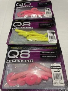 3 Q8 Super Bait Fishing 2 Pink-N Glow And 1 Chartreuse (Yellow) - Picture 1 of 5