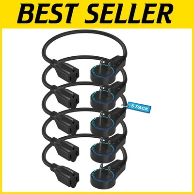 Compact 6-Inch Flat Plug Extension Cord with 360° Flexibility, Grounded 3-Prong - Image 1 of 4