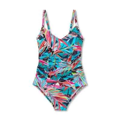 Traje de baño de una pieza con cuello en V fruncido UPF 50 verde aguamarina talla mediana nuevo sin etiquetas Foto 1 de 4