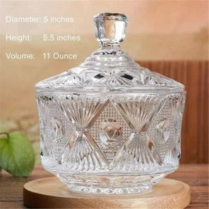 Old Fashion Style Clear Decorative Glass Candy Jar With Lid - Picture 1 of 8