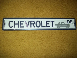 Chevrolet Dr. 3.25" x 20" White & Navy Metal Embossed Sign by Open Road Brands - Picture 1 of 6