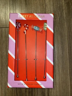 Anthropologie Sweet As Sugar agitadores de cócteles carrito de bar accesorio bebida Navidad Foto 1 de 3