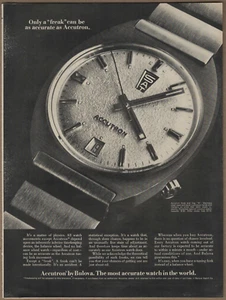 Reloj Bulova Accutron 1970 fecha día anuncio impreso vintage más preciso del mundo - Imagen 1 de 6