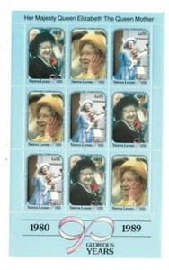 Sierra Leone 1990 - The Queen Mother - Sheet Of 9 Stamps - Scott #1253-5 - MNH - Picture 1 of 1