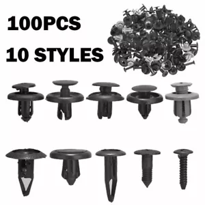 100pcs Trunk Screw Rivets Set Car Bumper Fender For Auto Plastic Fastener Clips - Picture 1 of 12