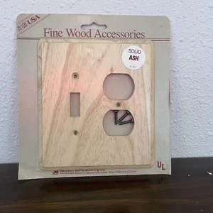 Vtg 1986 Solid Ash Light Wood Combo Light Switch Plate Cover NOS CottageCore - Picture 1 of 5