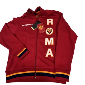 DIADORA AS ROMA Track Jacket Adult Mens Size S Red Full Zip Logo BNWT - Picture 1 of 6