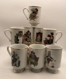 Vintage Danbury Mint Norman Rockwell Porcelain Mugs Set Of 8 MINT Read Names - Picture 1 of 7